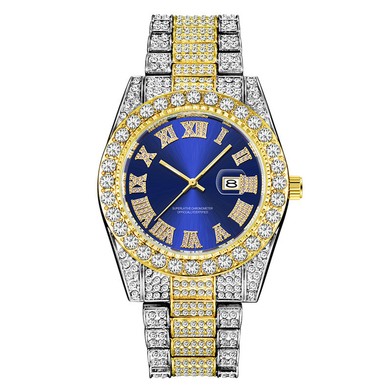 Marke Männer Gold Voller Diamant Hip Hop Datum Quarz Uhren 3582_voghion.com