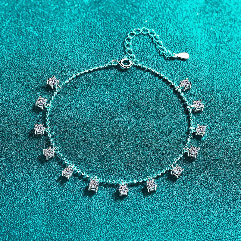 Nuovo bracciale Deyi in argento puro Mosang con pietra placcata in oro PT950 e nappa di lusso a quattro griffe, eleganza quotidiana_voghion.com