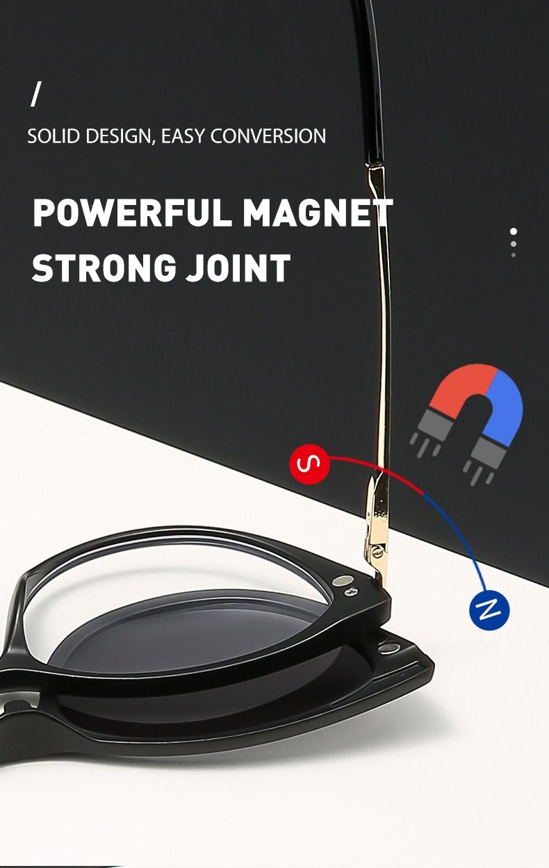 New Arrivals 6 In 1 Spectacle Frame Women With 5 PCS Clip On Polarized Sunglasses Magnetic Glasses Female Computer Optical 2353D_voghion.com