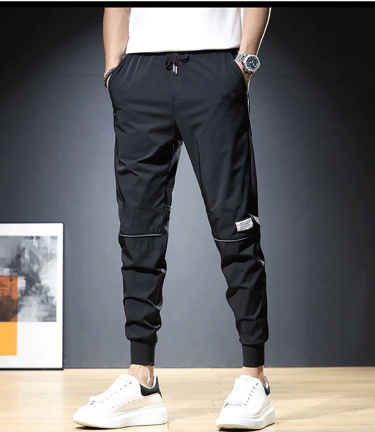 Sommerliche und trendige Freizeitleggings für Herren, elastische Taille, vielseitige, trendige Slim-Fit-Sporthose mit kleinem Bein_voghion.com