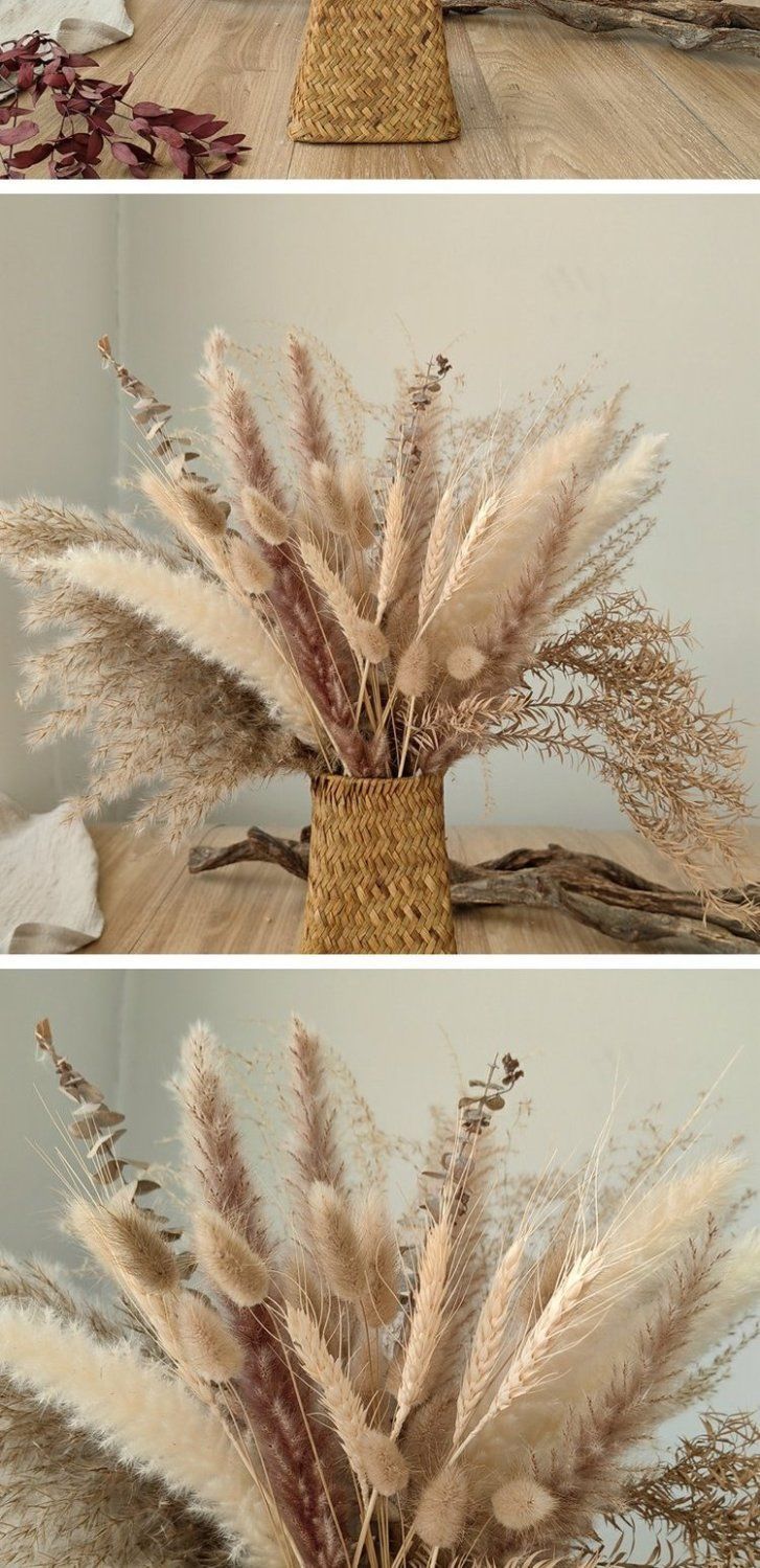 Konstnärlig Retro Naturlig Vass Torkad Bukett Set Klädaffär Fönster Dekoration Hem Skrivbord Riktiga Blommor Ornament_voghion.com