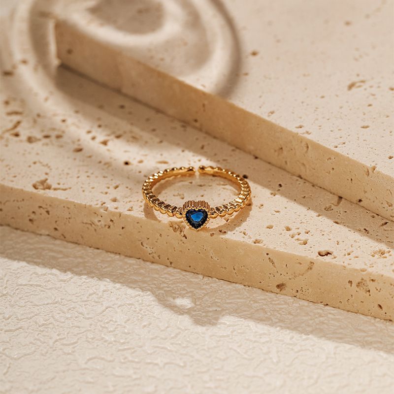 Anello di lusso leggero in zircone, vero oro galvanizzato, colore che preserva la trama del metallo, anello retrò francese, temperamento attivo, anello turchese_voghion.com