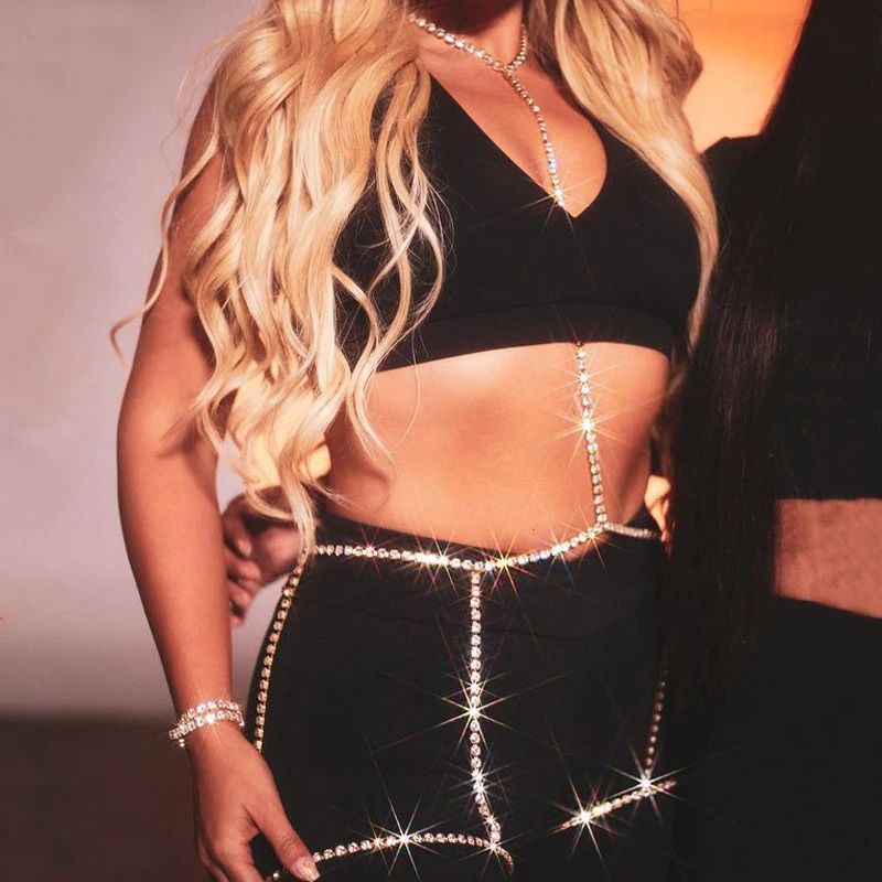 Fashion explosive accessories sexy body chain nightclub shiny bikini chest chain body chain_voghion.com