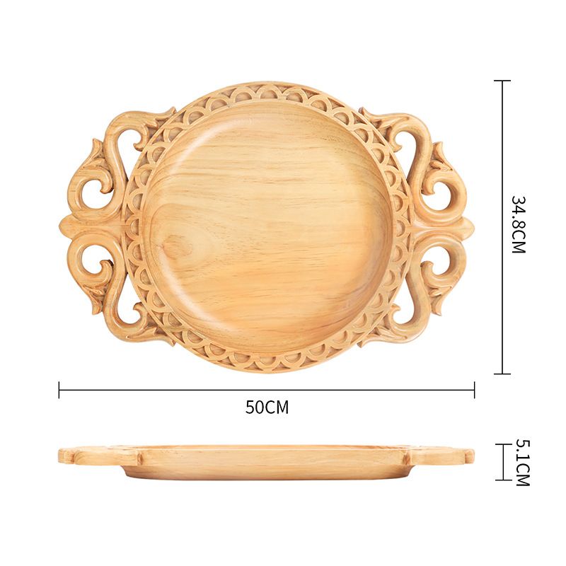 Inner Mongolia Solid Wood Roast Lamb Tray – Traditional Kazakh Meat Plate For Muslim Outdoor Feast (Large Mongolian Style Serving Platter)_voghion.com