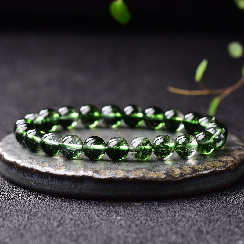 Bracciale con un singolo cerchio in cristallo verde fantasma brasiliano per uomo e donna, alla moda_voghion.com