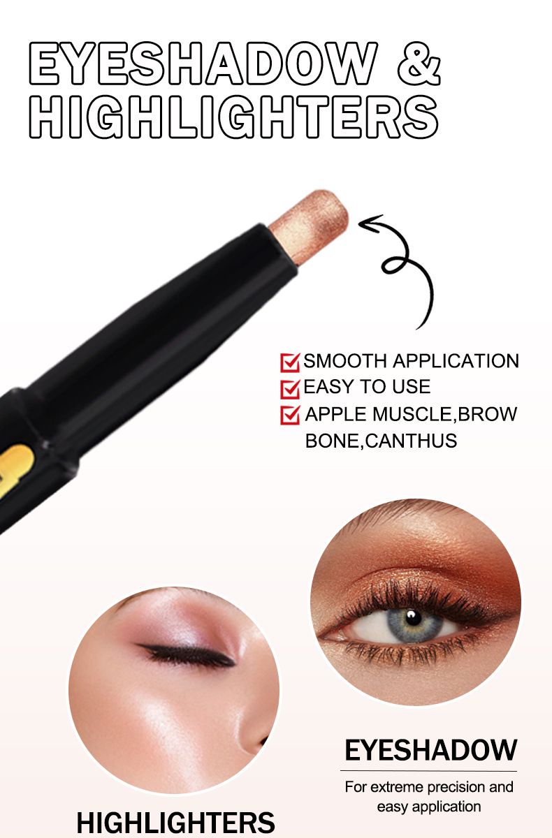 Ombretto Penifen Lazy Eye Shadow Stick Box Penna per ombretto in metallo con paillettes perlate Penna per ombretto lucida a baco da seta multiuso_voghion.com