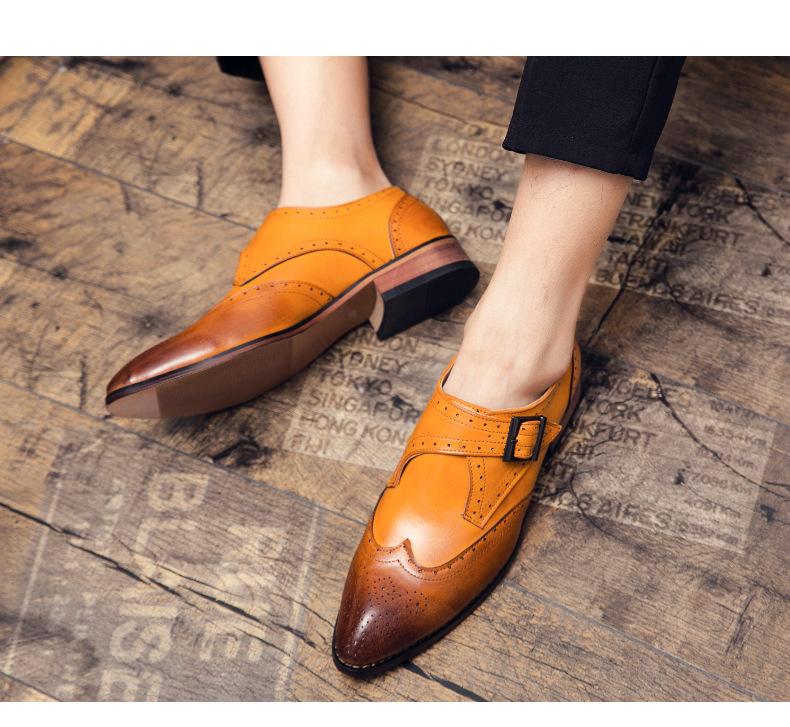 Scarpe derby classiche da uomo d'affari Scarpe da sposa in pelle color block_voghion.com