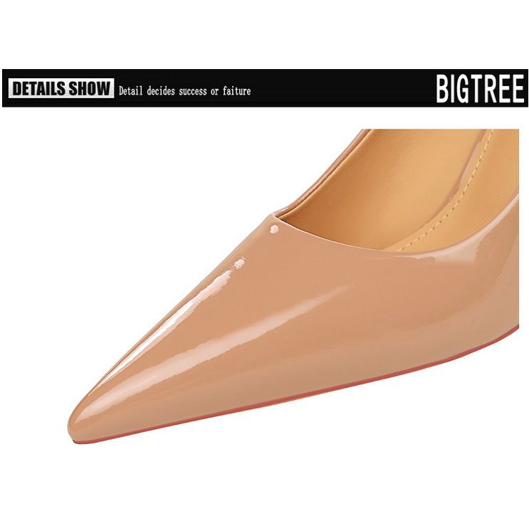 Dámské třpytivé lakované kožené lodičky na vysokém podpatku s tenkou, mělkou špičatou špičkou_voghion.com