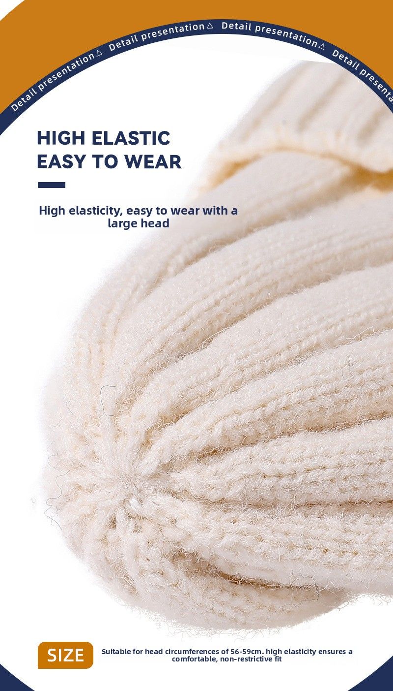 Conjunto de duas peças de malha e cachecol unissex, grosso e quente, proteção auricular, chapéu de malha casual_voghion.com