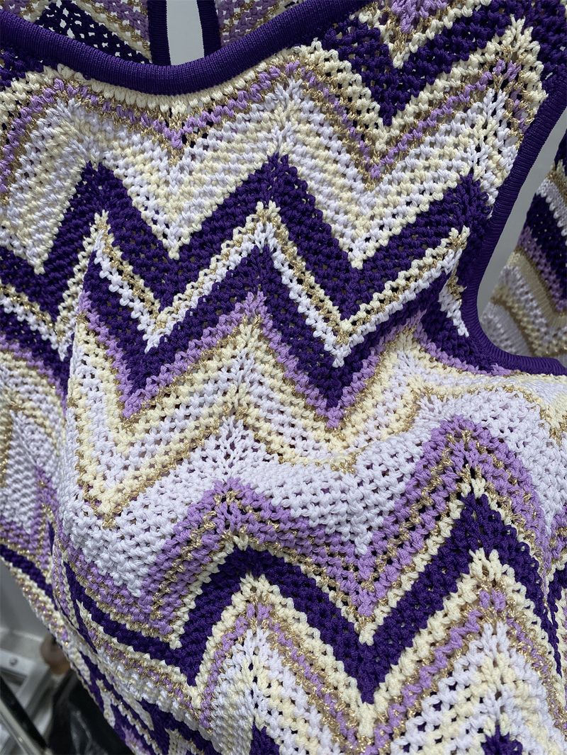 Conjunto de dos piezas de ropa para mujer, con estampado de ondas de colores contrastantes, fino, sexy, a rayas de colores, informal, de seda helada_voghion.com
