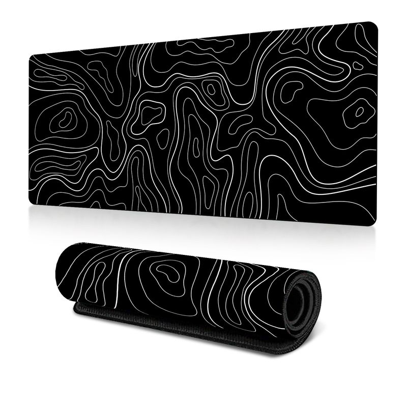 Hot-selling Black And White Contour Line Mouse Pad Large Terrain Texture Table Mat E-sports Table Mat Non-slip_voghion.com