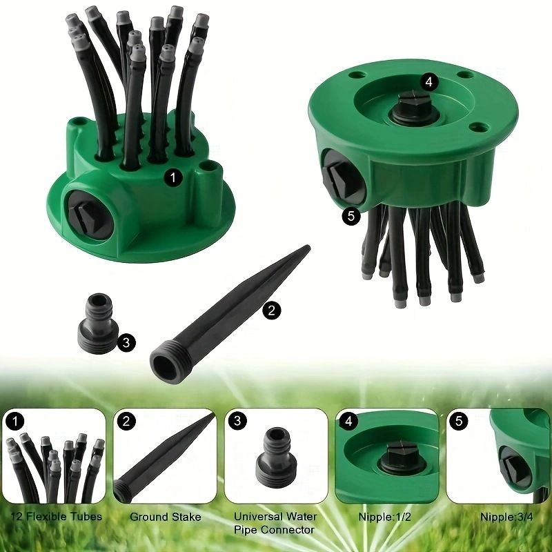 360 Grad automatische Multi-Kopf Bewässerung Garten Bewässerung Werkzeug Blume Sprinkler Kopf_voghion.com