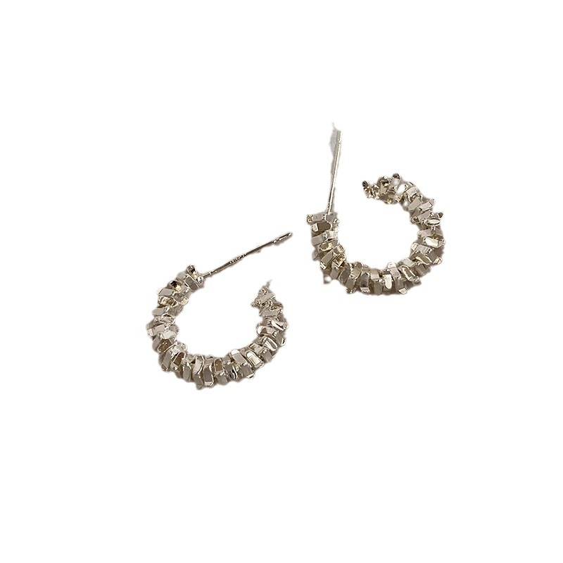 Orecchini a forma di C in argento S, versatili, stile minimalista, eleganti, per donna._voghion.com