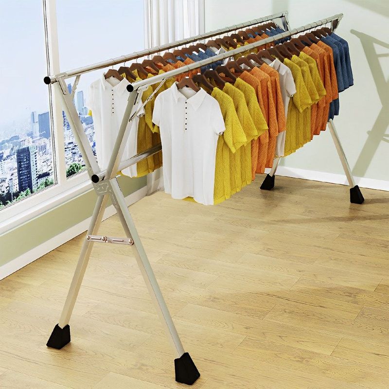 SOGA 2X 2.4m Portable Standing Clothes Drying Rack Holder 3 Poles_voghion.com