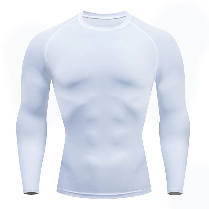 Maglietta a compressione ad asciugatura rapida da uomo, top da palestra ad alta elasticità con scollo rotondo, set da 7 colori per corsa e fitness_voghion.com