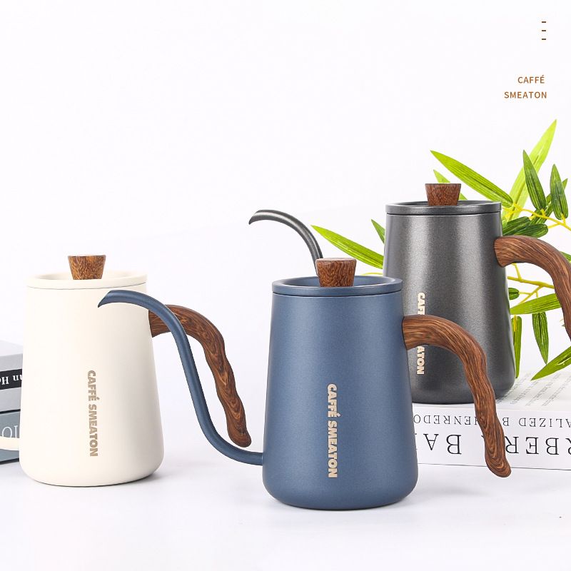 Hand Brew Slim 304 Stainless Steel Long Spout Coffee Household Thermometer Hanging Ear With Lid Water Boiling Kettle_voghion.com