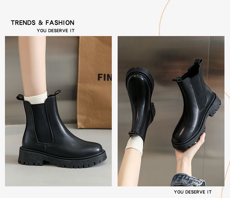 Thick Soled Martin For Women's Autumn 2024 New Hiking Boots Elevated Casual Boots Trend_voghion.com