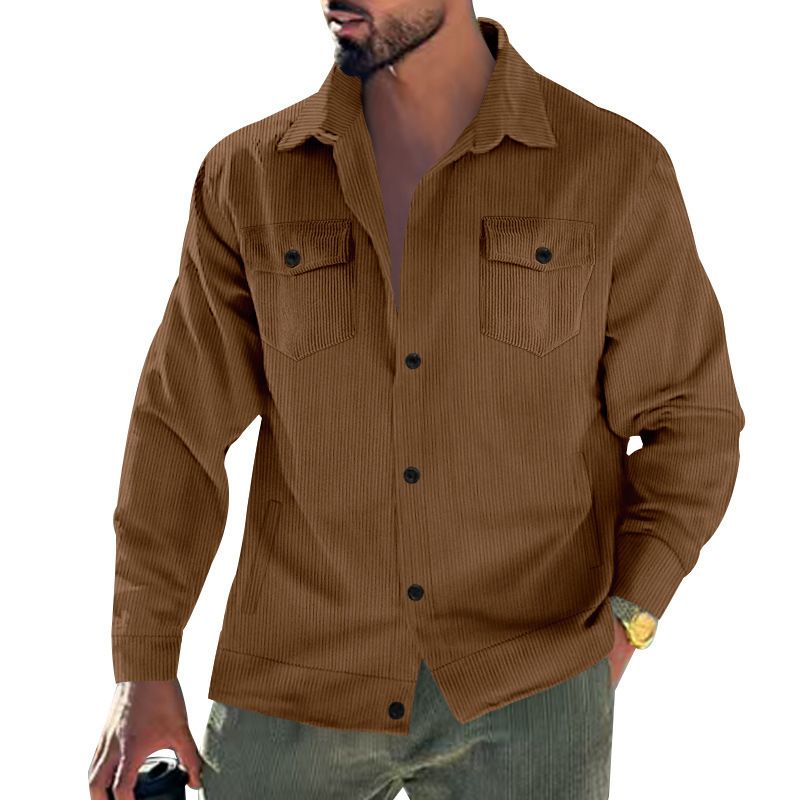 Men's Corduroy Jacket – Single-Breasted Notch Lapel, Breathable & Wrinkle-Resistant, Multi-Pocket Casual Blazer (S-XXXL, Autumn Essential)_voghion.com