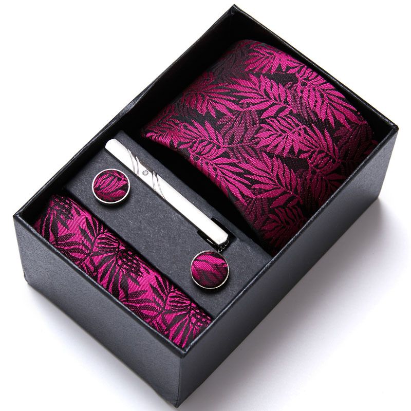 Men's Business Six-Piece Set Polyester Silk Jacquard Solid Color Tie Necktie Custom_voghion.com