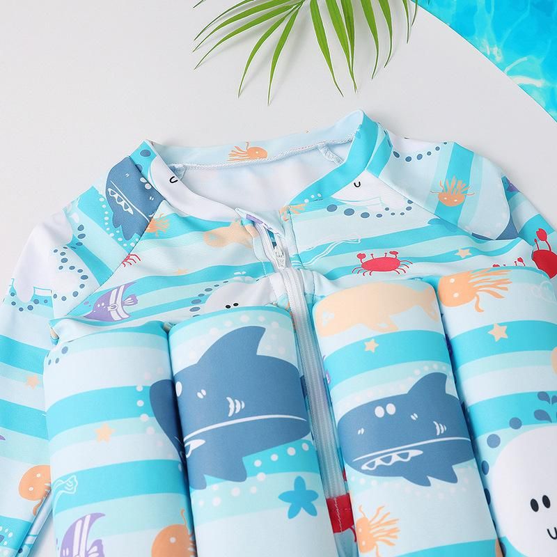 Maillot de bain une pièce à manches longues pour bébé, protection solaire, gilet flottant, pour le surf_voghion.com