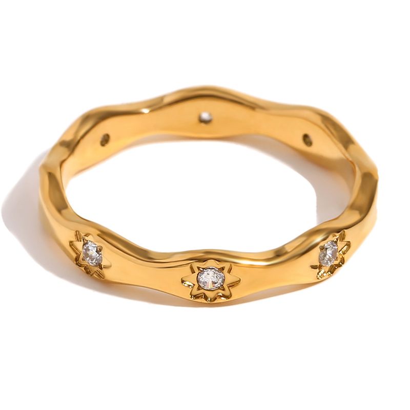 Aurora Atelier Eight Awn Star Wave Shape Ring Gold Color Plated Exquisite Women Jewelry For Party Dating_voghion.com
