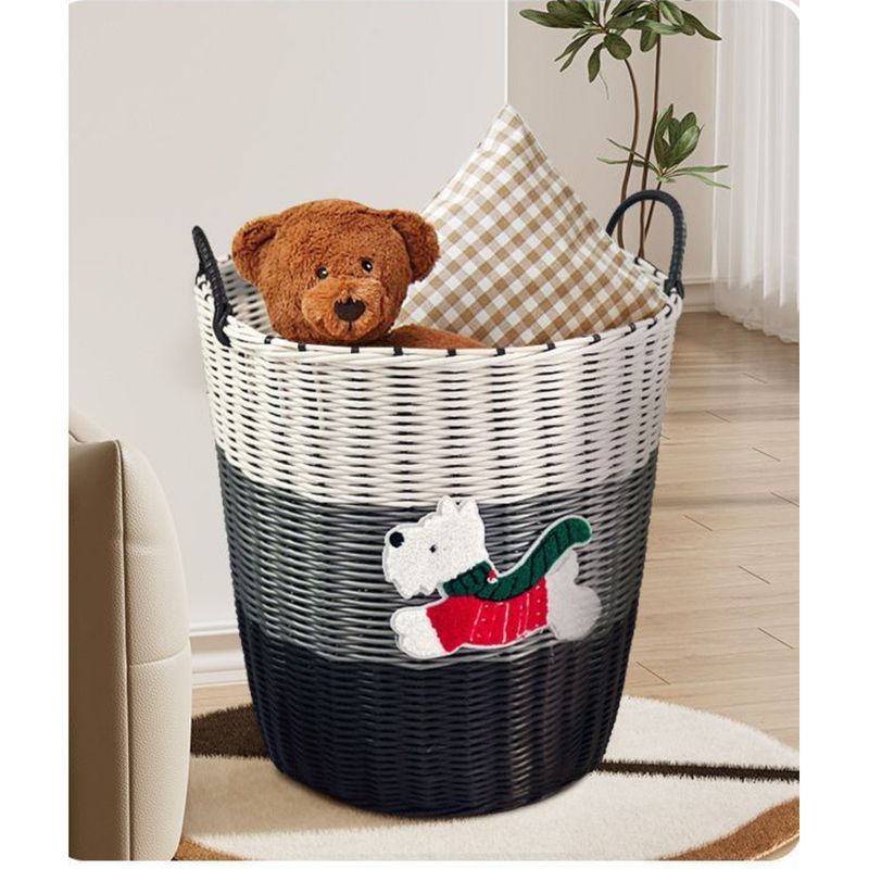 Large Capacity Cute Puppy Rattan Laundry Basket Home Dirty Clothes Storage Bin High-Value Ins Style Bathroom Student_voghion.com