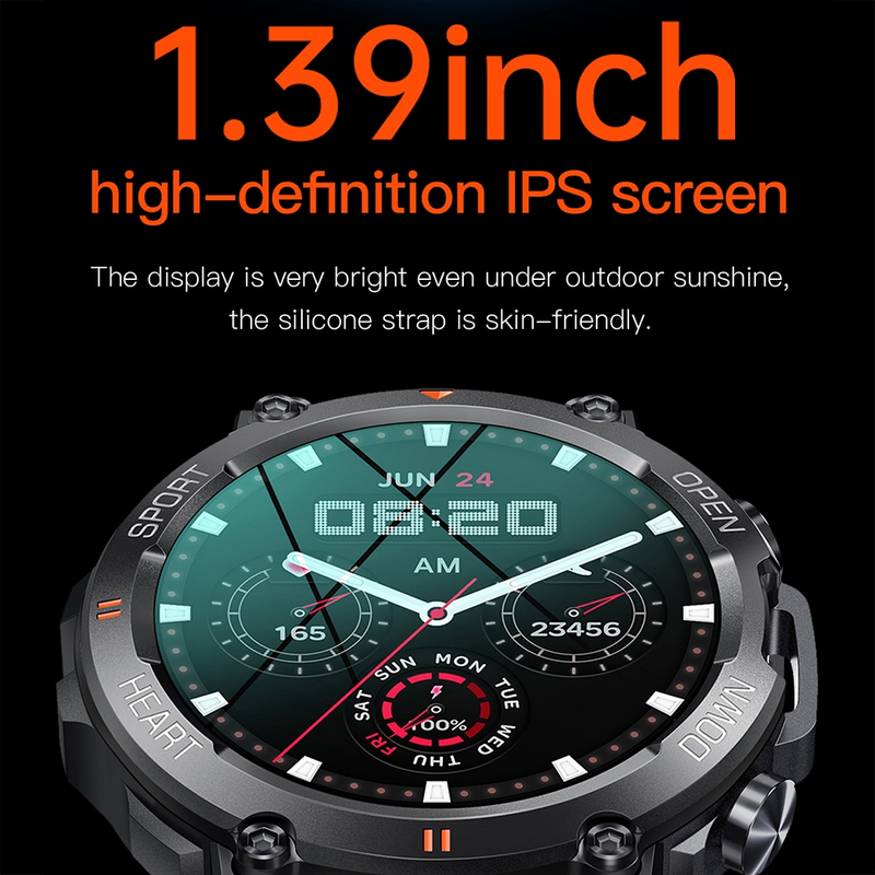 K56Pro 1,39 tommer hjertefrekvens/blodtryk/blodiltovervågning Smart Calling Watch (sort)_voghion.com