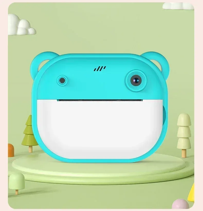 Câmera digital infantil com impressão instantânea para crianças, câmera térmica com impressão instantânea de fotos, câmera de vídeo e brinquedos + cartão de memória de 32 GB_voghion.com