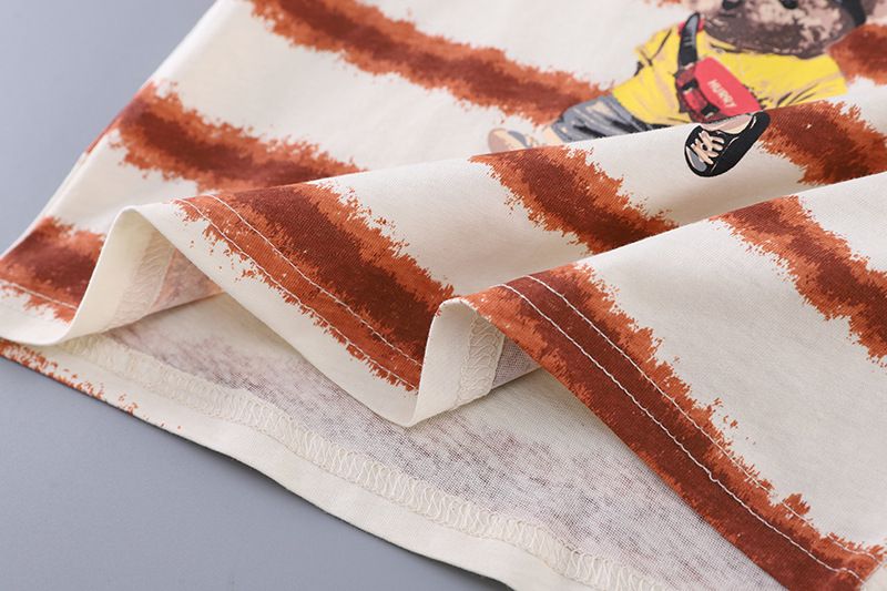 Ensemble deux pièces à manches courtes pour enfants, style décontracté et élégant, col rond, motif dessin animé, tendance, nouvelle collection été 2025_voghion.com