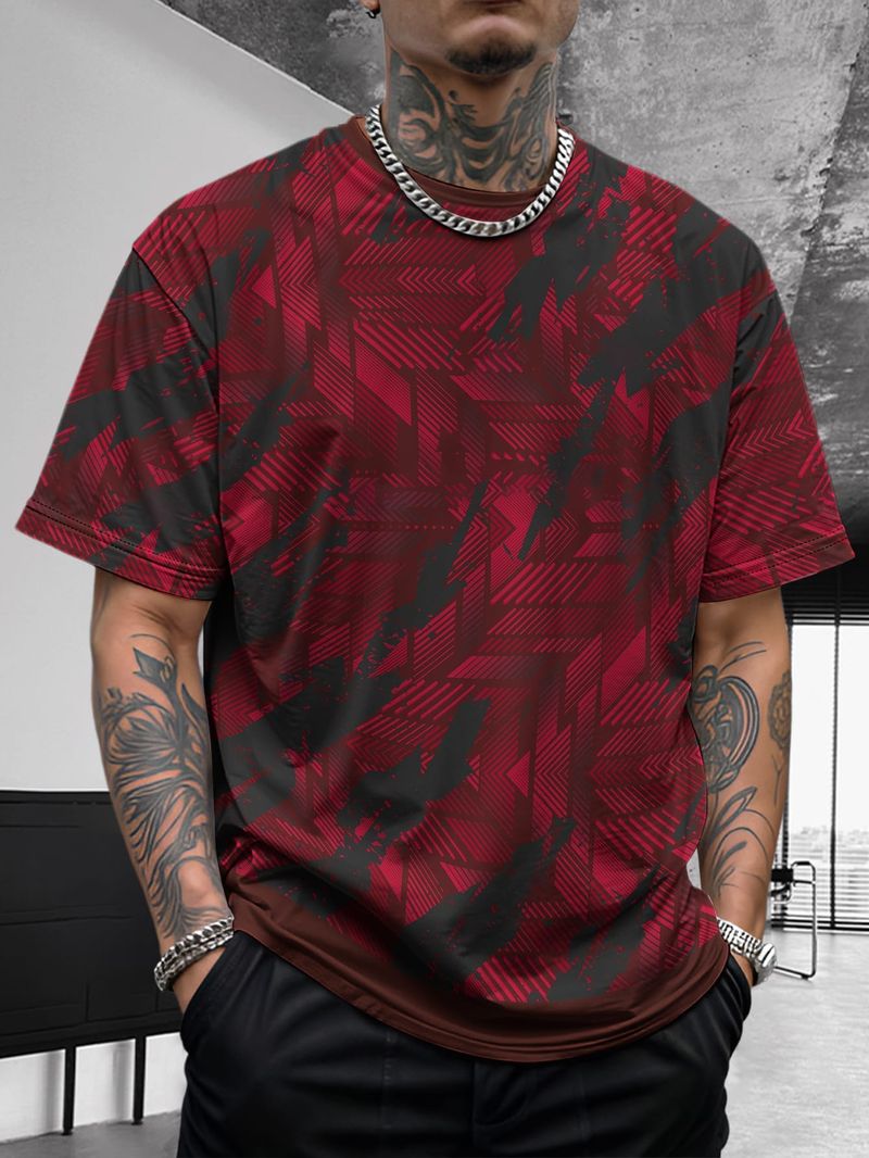 Nuovo design estivo da uomo, retrò, comodo, casual, elasticizzato, slim, basic, a maniche corte_voghion.com