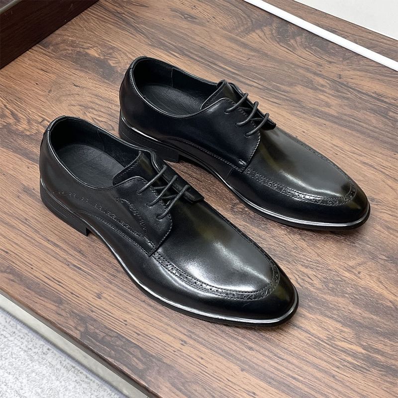 Voyage 2025 Guangzhou New Pointed Toe Top Layer Cowhide Business Work Spring Autumn Formal Leather Men's Wholesale Derby Shoes_voghion.com