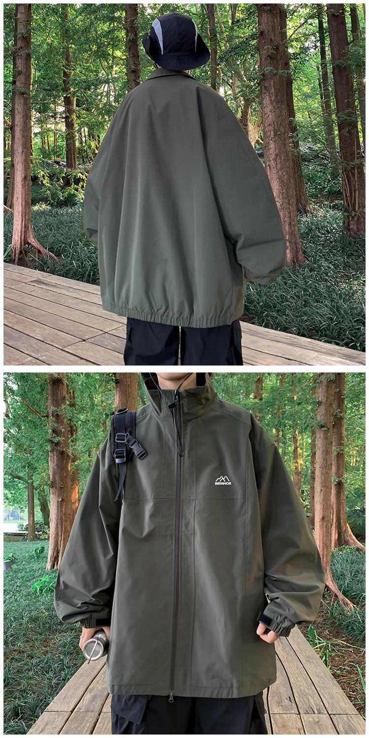 Windbreaker-Jacke im Mountain-Style für Herren – Leichter, wasserdichter Wandermantel mit Stehkragen und Multi-Taschen-Design (M-3XL, knitterfrei)_voghion.com