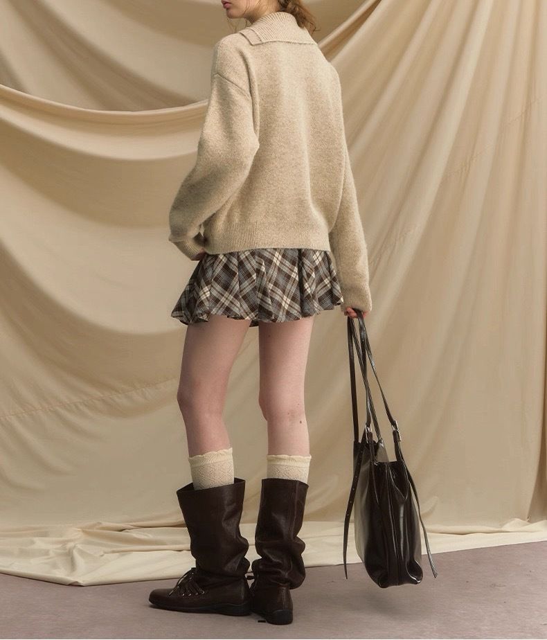 Oversized Crochet Knit Sweater – Retro-Inspired Pullover With 3D Animal Motifs (S/M/L, Split Hem, Acrylic Blend)_voghion.com