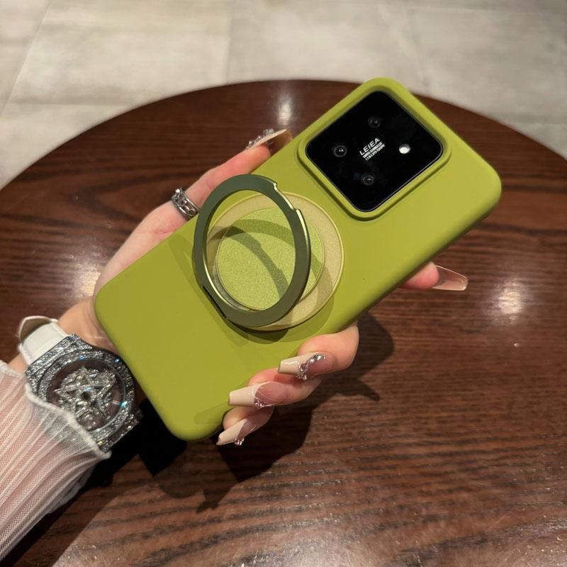 360° Rotating Stand Case For Xiaomi 15/14 Series - Liquid Silicone Shockproof Cover With Magnetic Kickstand, Anti-Fingerprint Matte Finish_voghion.com