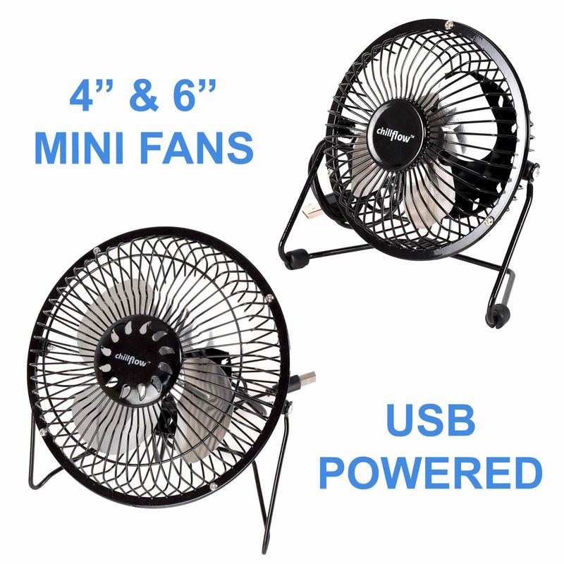 Chillflow 4' & 6' Inch USB Powered Cooling Mini Fans Portable Desk Table_voghion.com