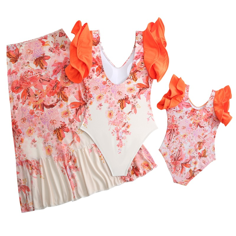 Maillot de bain familial Flash, une pièce, style familial, jupe en gaze, style ins_voghion.com