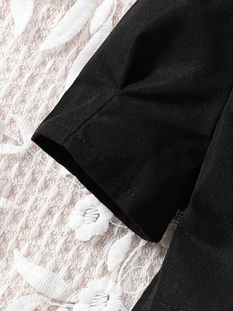 Kid's Clothing New Summer Girls Suits For Small And Medium Sized Children With Puff Sleeves, Short Sleeves, Lace Inner Wear, And Shorts_voghion.com