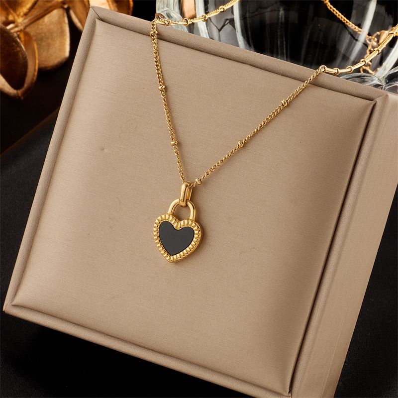 Collana con lucchetto in acciaio inossidabile 316L DIEYURO alla moda per donna, ciondolo a forma di cuore color oro, catena con clavicola, gioielli per il corpo alla moda per ragazze_voghion.com