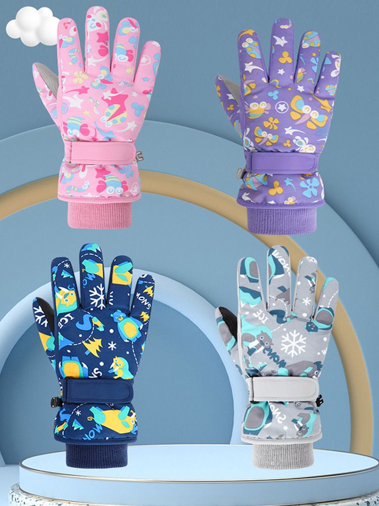 Kinder Winter Skihandschuhe Wasserdicht Verdickte Fäustlinge Schnee Snowboard Kinderhandschuh für Jungen Mädchen Halten Fingerwärmer 4-6 Jahre alt_voghion.com