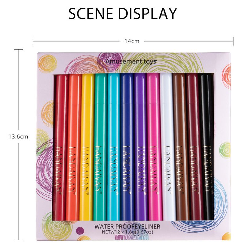 esplosivo handaiyan12 colore opaco asciugatura rapida non facile da sbiadire eyeliner colorato set trucco performance_voghion.com