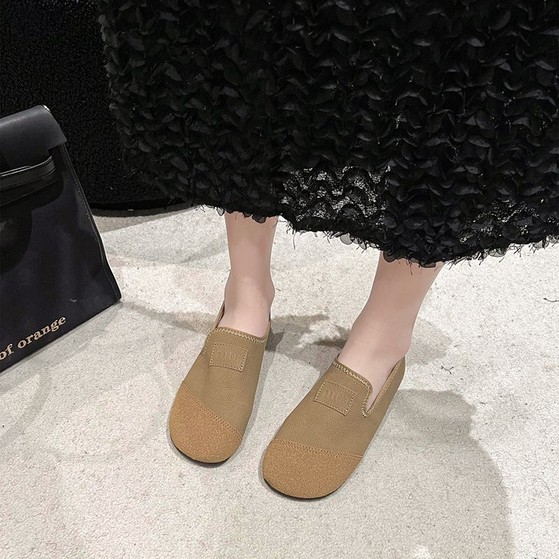 Retro soft sole single 2024 new fashion all flat women's a slip-on bean shoes_voghion.com