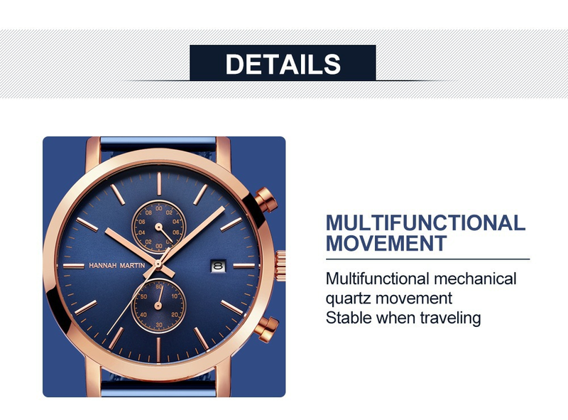 Men's Stainless Steel Waterproof Quartz Watch With Date Function, 44.5mm Round Dial, Mineral Glass, Casual & Business Style_voghion.com