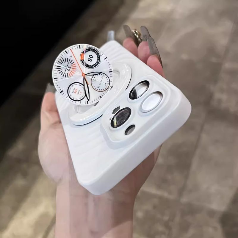 Étuis et coques de téléphone : support d'horloge 3D à vagues, étui magnétique, huile en spray adaptée, sensation de peau, étui de protection pour iPhone 15_voghion.com