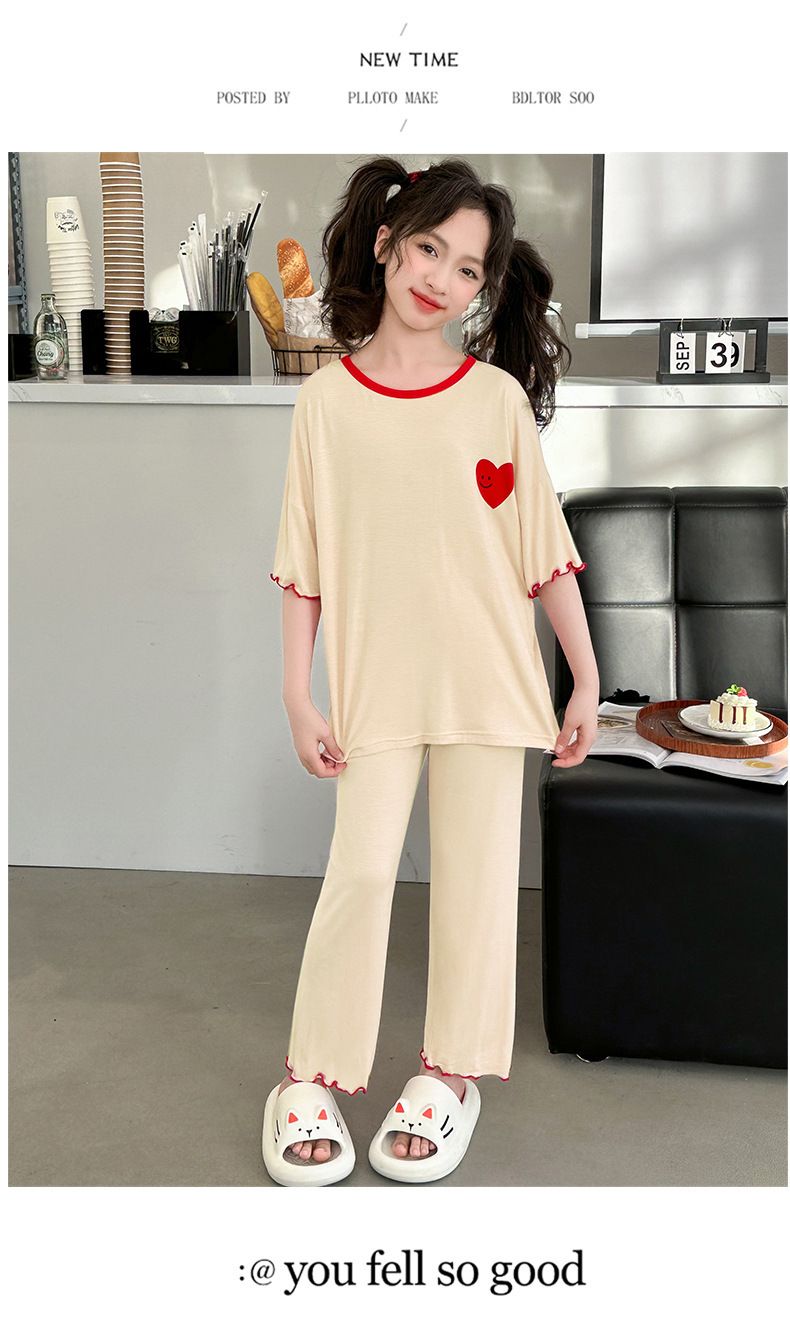 Pyjamas Kinder Sommer Klasse A Modal Kinderhaus Kleidung Anzug Kinder und Mädchen Pyjamas Damen Sommer_voghion.com