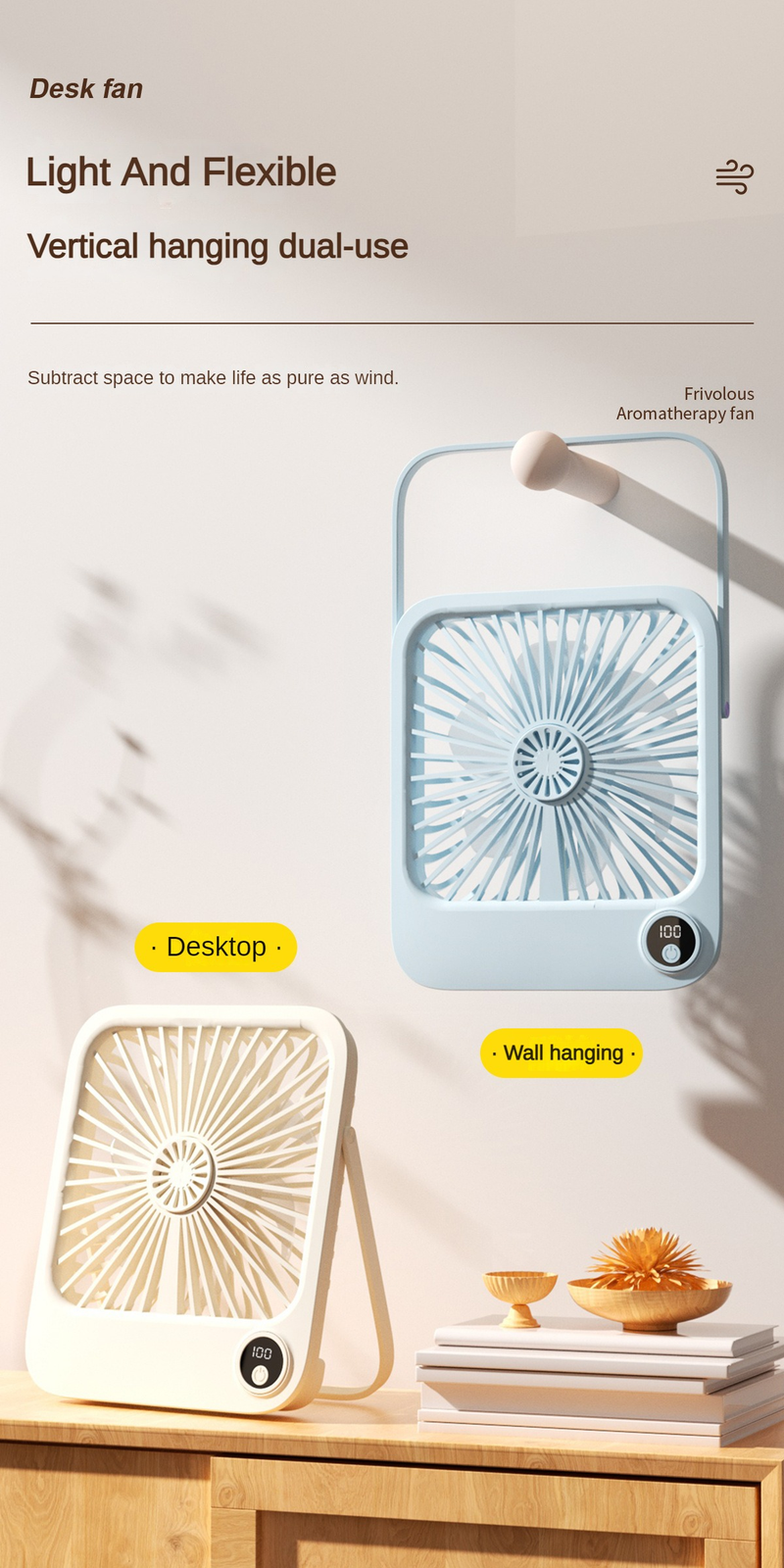 Desktop Small Portable Outdoor Office USB Folding Digital Display Ultra Slim Fan_voghion.com