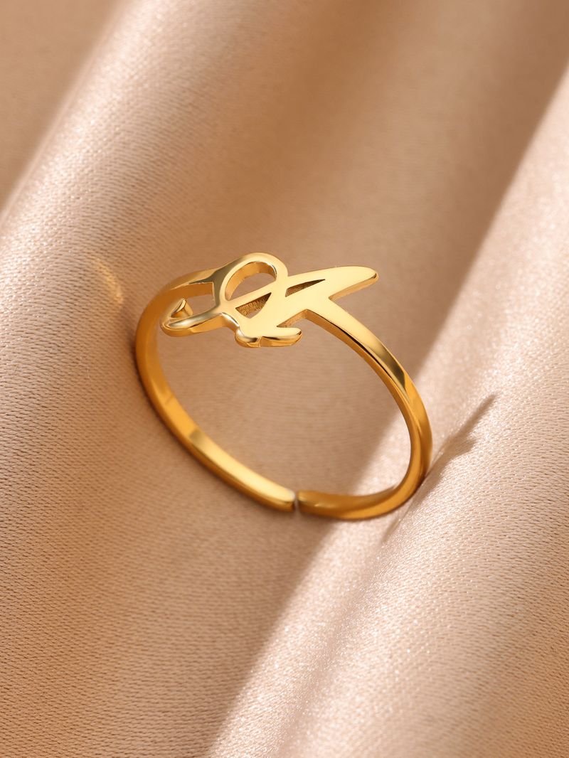 26 Anelli iniziali con lettere inglesi per donne Anello in acciaio inossidabile regolabile color oro Gioielli di moda per matrimonio Migliore amico_voghion.com