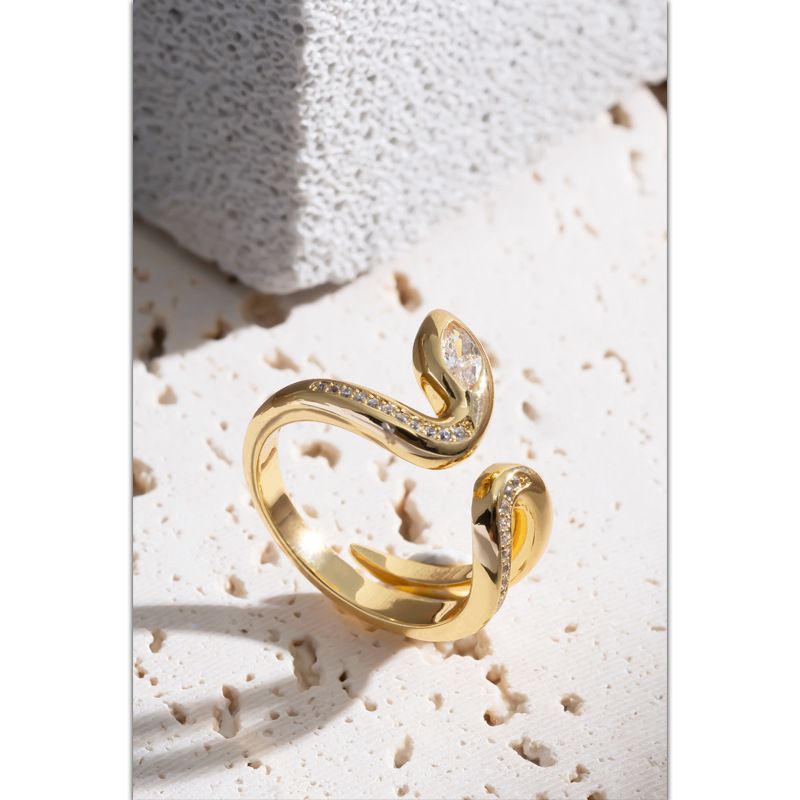 Bague serpent à enroulement géométrique simple, personnalité de niche féminine, anneau de serpent ouvert réglable de luxe léger_voghion.com