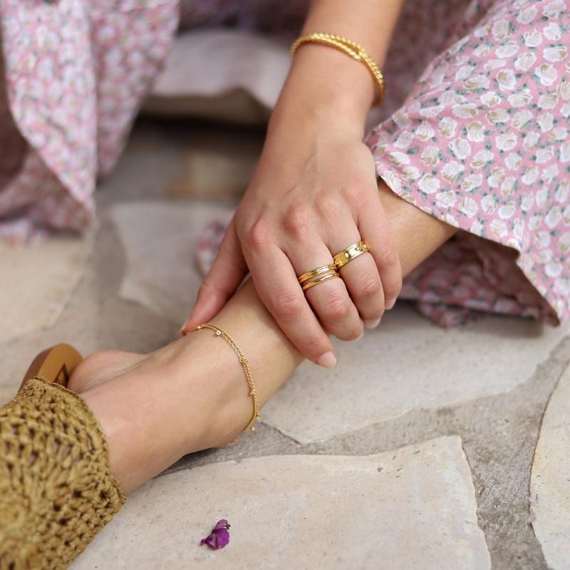 Gold Minimalist French Style Light New Geometric Irregular Stacking Decorative Ring Accessories_voghion.com