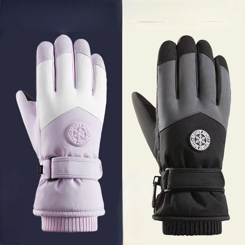 Luvas de ciclismo ao ar livre, à prova de vento, forradas com lã, quentes, resistentes à água e com tela sensível ao toque, para esqui, para homens e mulheres_voghion.com