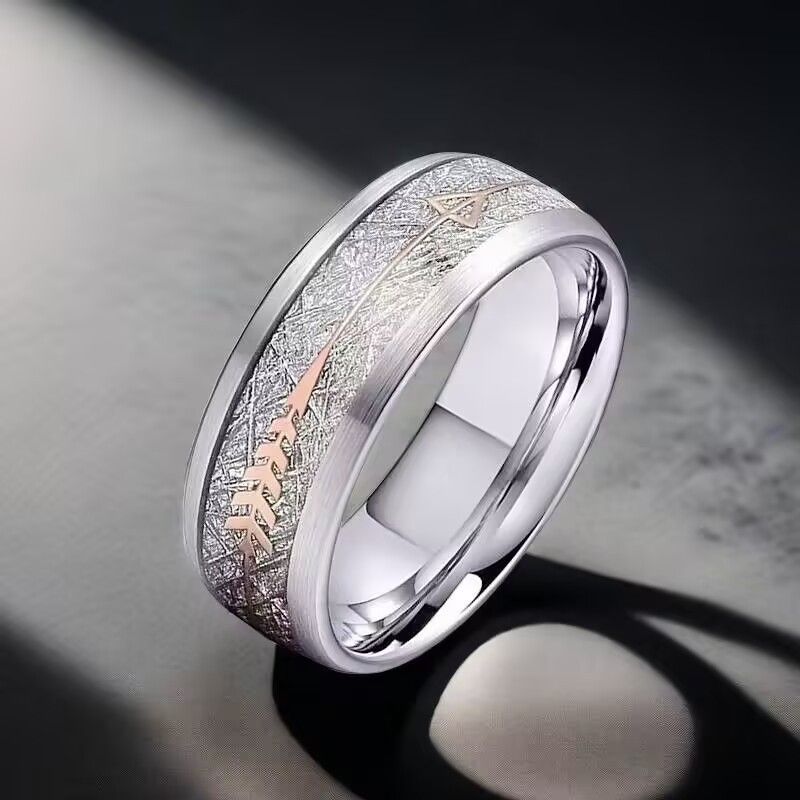 Anello di coppia hip hop con personalità, alla moda, in acciaio al titanio e con trama in seta_voghion.com